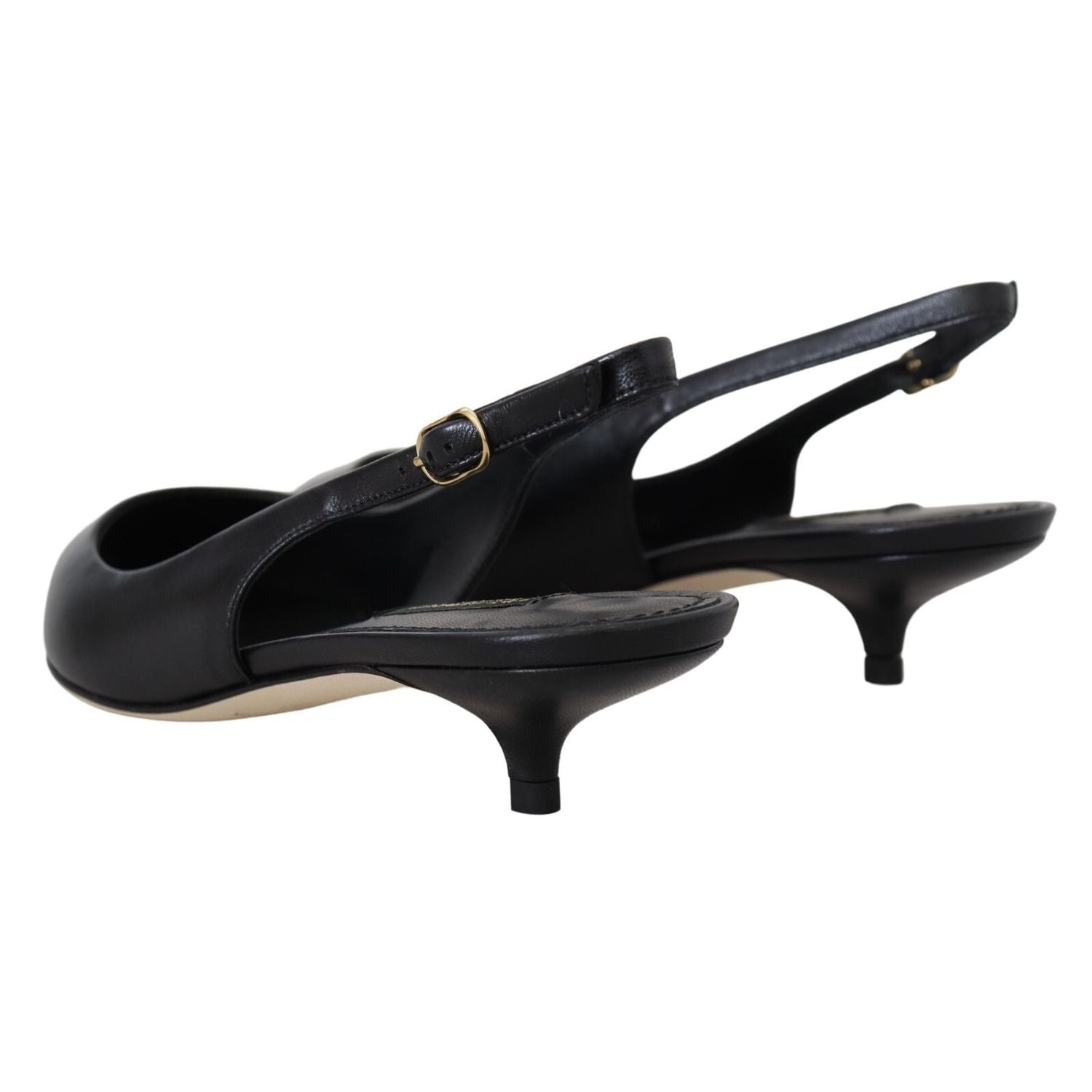 Dolce & Gabbana Black Leather Slingbacks Heels Pumps Shoes