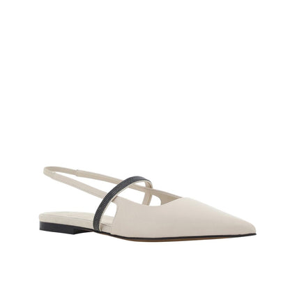 Brunello Cucinelli White Calfskin Slides