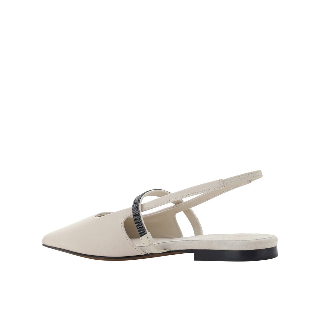 Brunello Cucinelli White Calfskin Slides