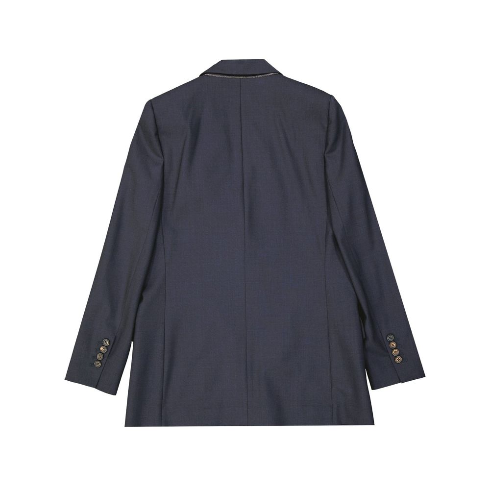 Brunello Cucinelli Blue Virgin Wool Jackets And Coat 1728,40,42,44,75611013280,Blue,Brunello Cucinelli,Clothing,Jackets & Coats - Clothing,New with tags,Women