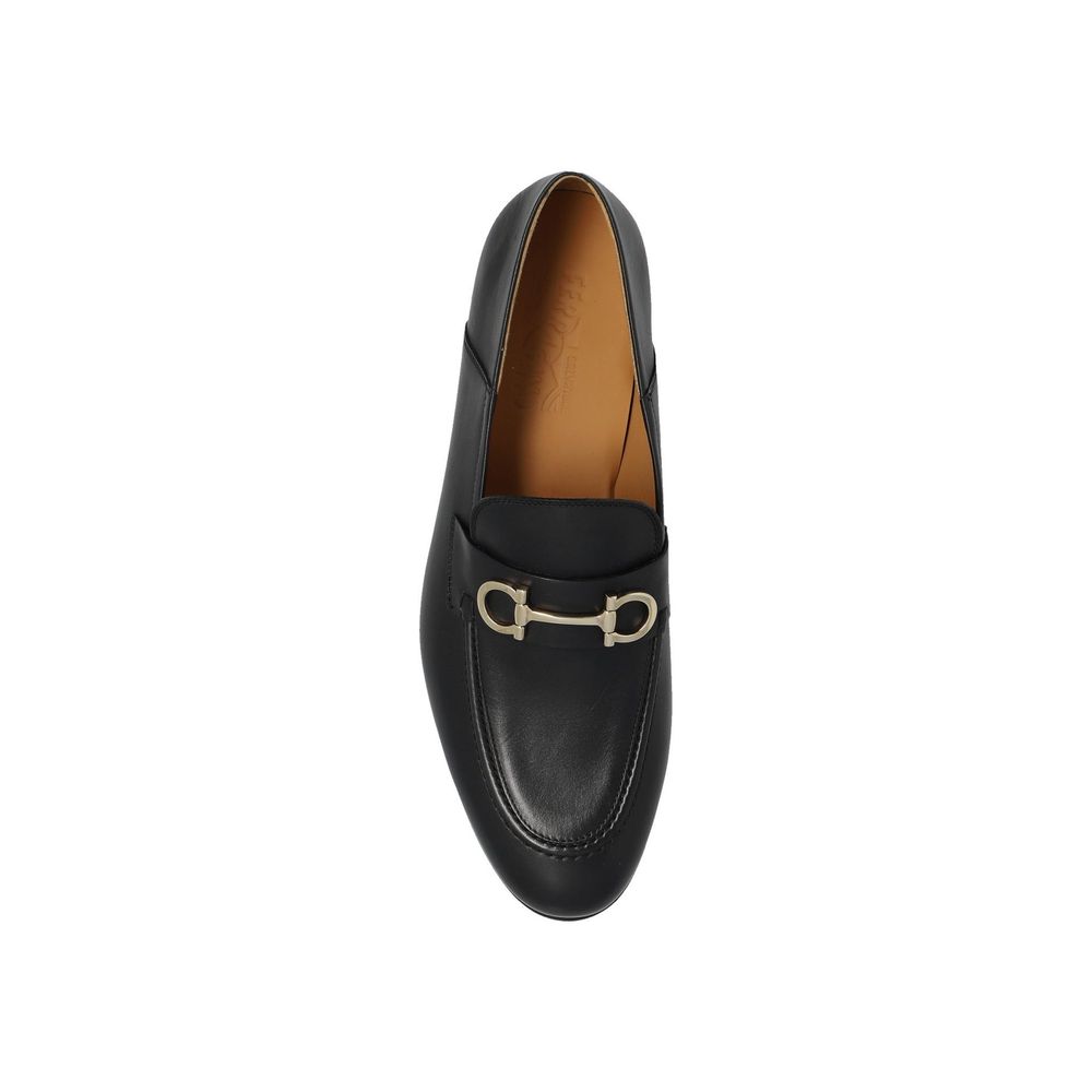 Salvatore Ferragamo Black Calfskin Slip-On Loafers