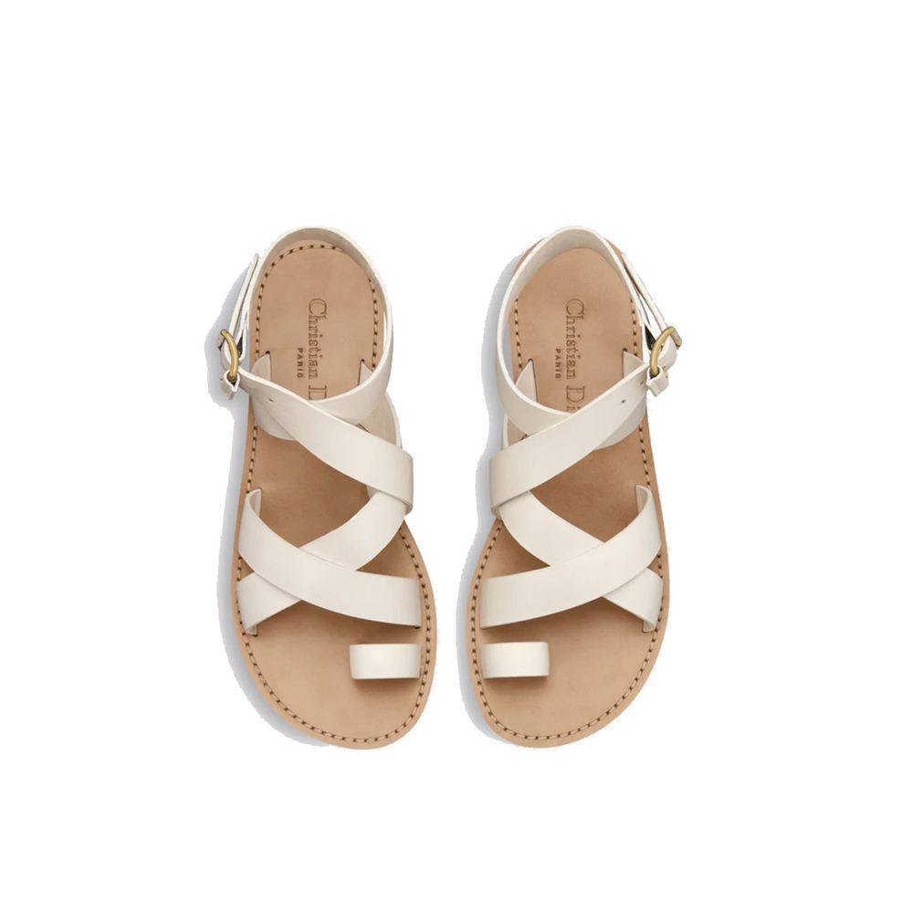 Dior White Calfskin Strap-On Sandals