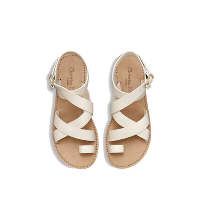Dior White Calfskin Strap-On Sandals