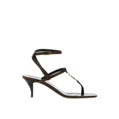 Saint Laurent Brown Calfskin Stiletto Heel Sandals