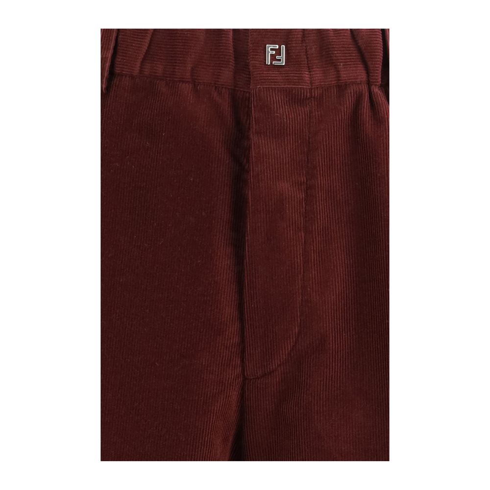 Fendi Bordeaux Cotton Casual Pants 1728,72470364320,Bordeaux,Casual Pants - Pants - Clothing,Clothing,Fendi,IT48 | M,IT50 | L,Men,New with tags,Pants - Clothing