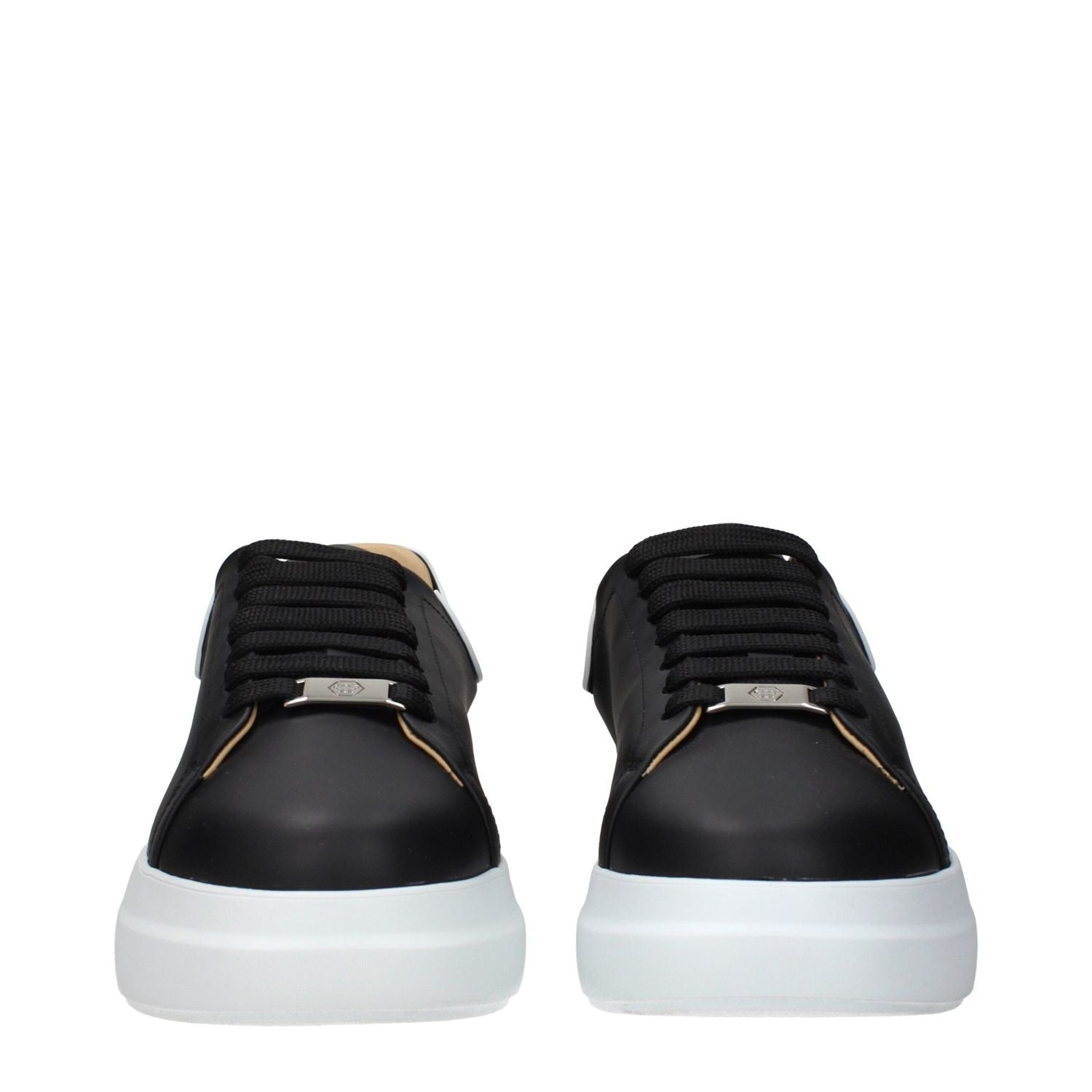 Philipp Plein Black Leather Chunky Sneakers