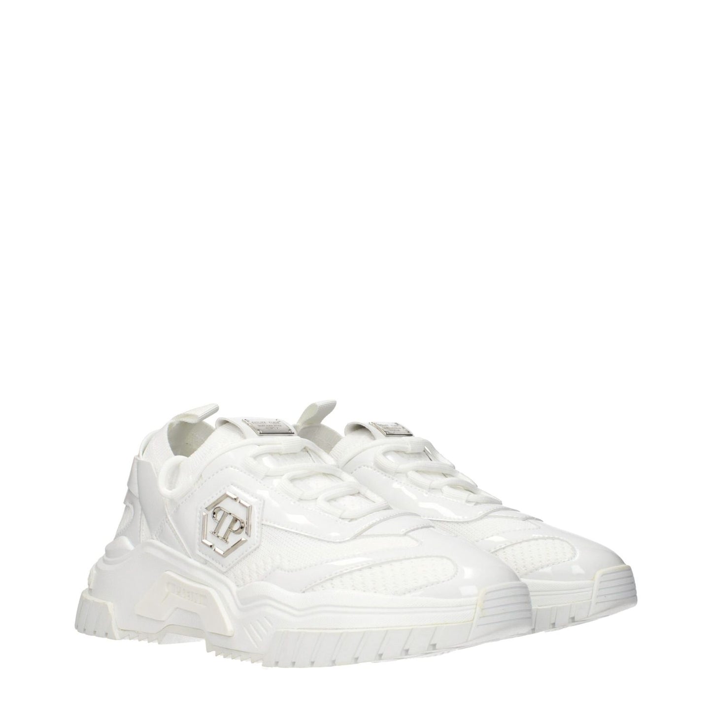 Philipp Plein White Fabric Chunky Sneakers