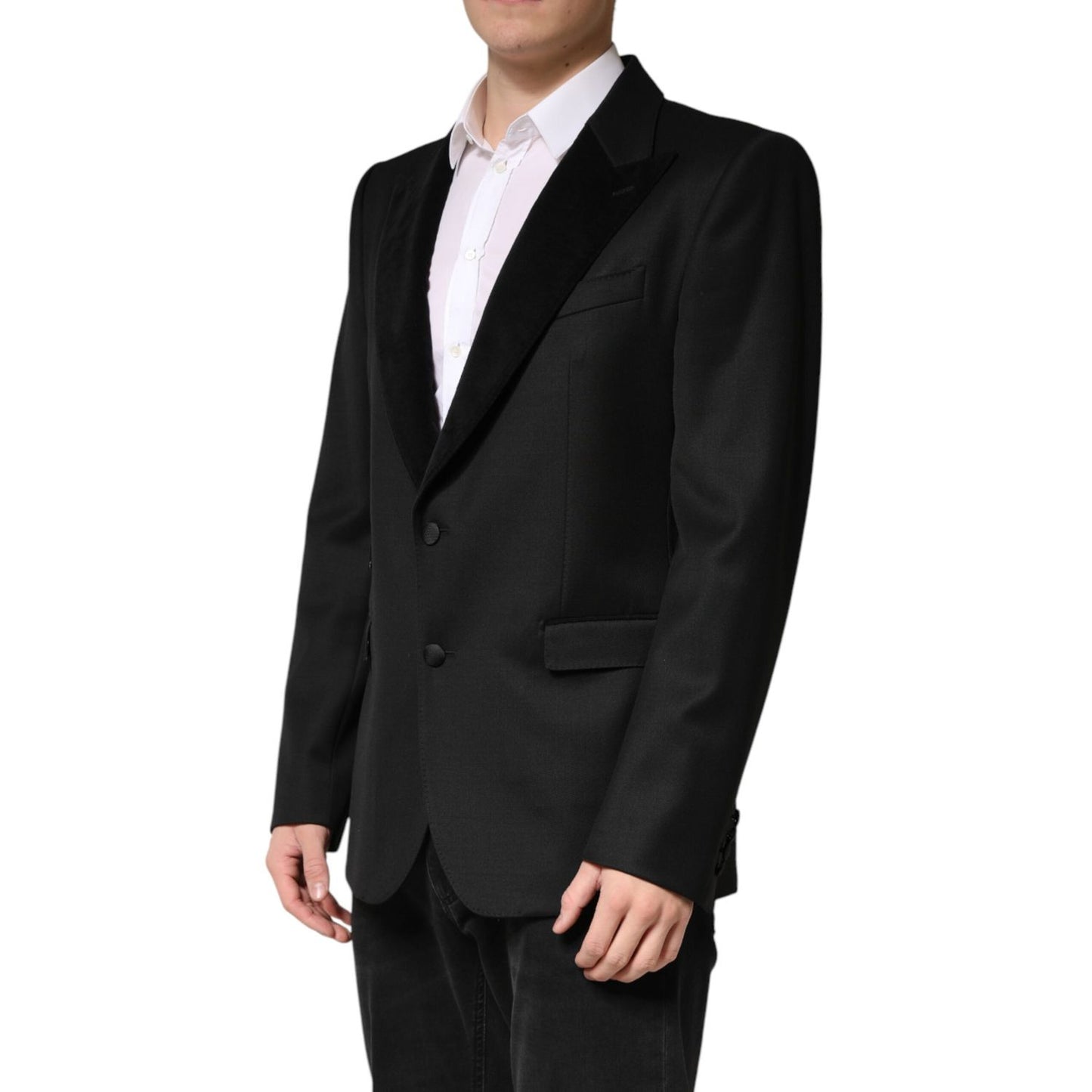 Dolce & Gabbana Black Wool Single Breasted Jacket Blazer
