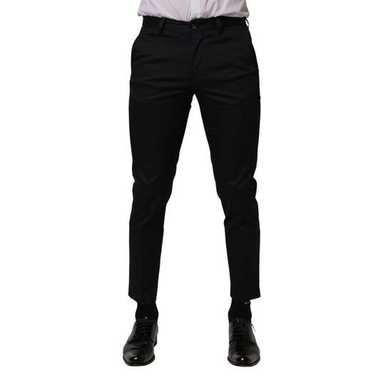 Dolce & Gabbana Dark Blue Cotton Skinny Dress Trouser Pants