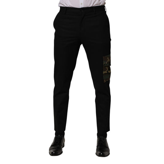 Dolce & Gabbana Black Cotton Skinny Dress Cargo Trouser Pants