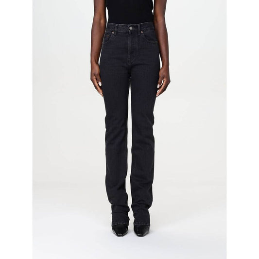 Saint Laurent Black Cotton Straight-Leg Jeans