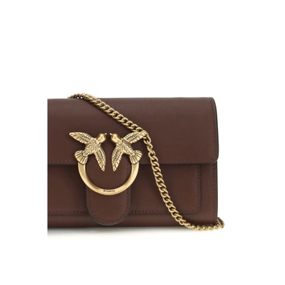 PINKO Brown Calf Leather Bos Taurus Shoulder Bag