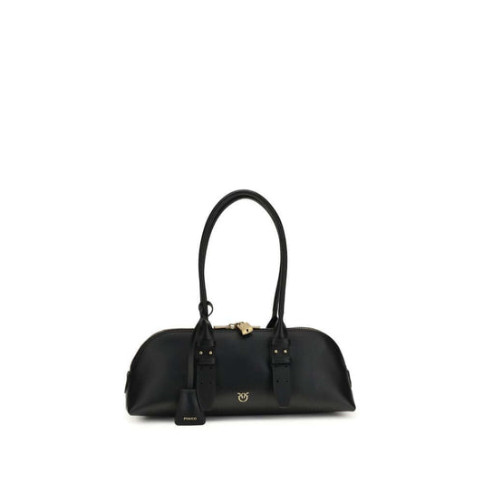 PINKO Black Calf Leather Bos Taurus Shoulder Bag