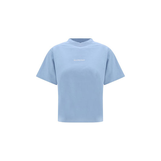 Balenciaga Blue Cotton T-Shirt 1728,72470364320,Balenciaga,Blue,Clothing,L,M,New with tags,S,T-Shirts - Clothing,Women