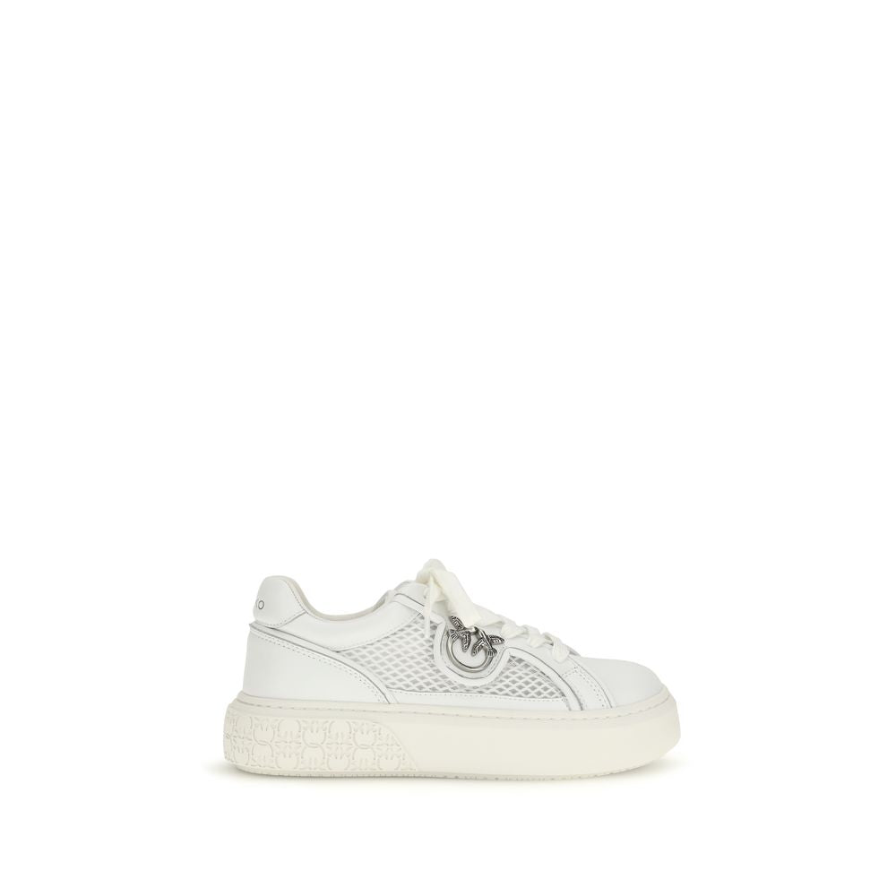 PINKO White Calf Leather Bos Taurus Platform Sneakers 1728,72470364320,EU37/US7,EU38/US8,EU39/US9,EU40/US10,New with tags,PINKO,Platform - Sneakers - Shoes,Shoes,Sneakers - Shoes,White,Women