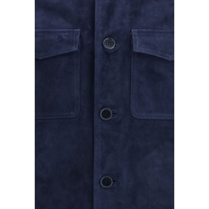 Salvatore Santoro Blue Calf Leather Bos Taurus Bomber