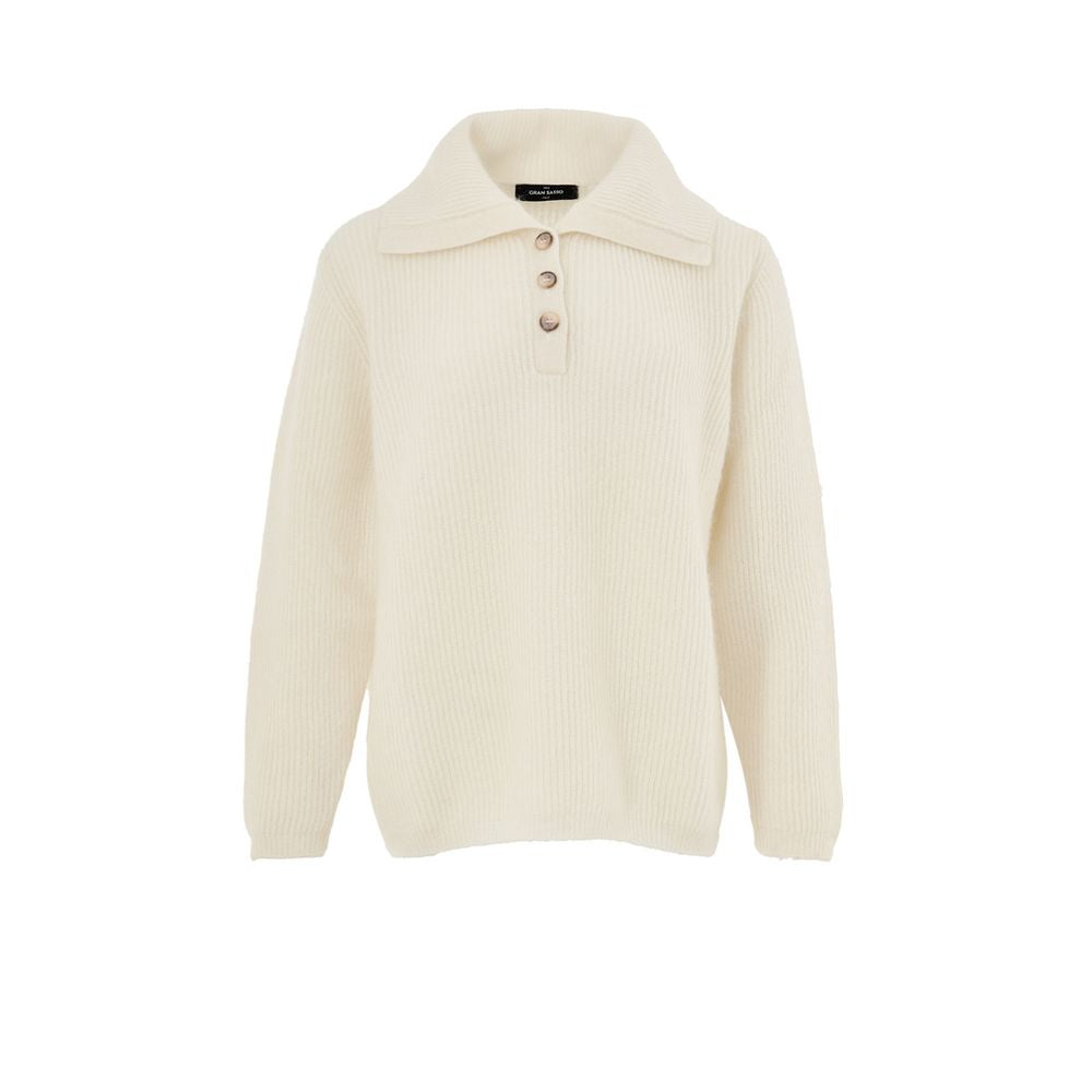 Gran Sasso White Wool Polo Shirt