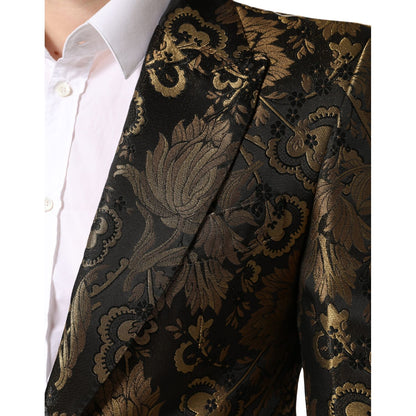 Dolce & Gabbana Gold Jacquard Single Breasted Tuxedo Blazer
