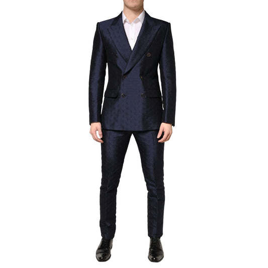 Dolce & Gabbana Dark Blue Double Breasted SICILIA 2 PC Suit