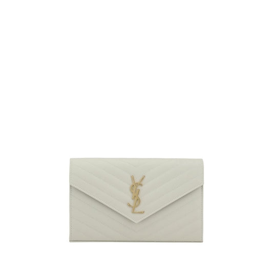 Saint Laurent White The Monogram leather Shoulder Bag