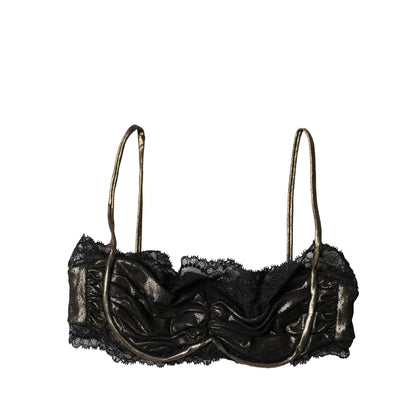 Dolce & Gabbana Black Silk Underwired Balconnet Bra Underwear