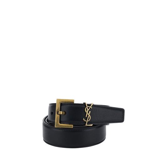 Saint Laurent Black Calf Leather Bos Taurus Regular Belt1728,72470364320,90 cm / 36 Inches,Accessories,Belts - Accessories,Black,New with tags,Regular Belts - Belts - Accessories,Saint Laurent,Women