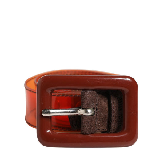 Miu Miu Orange PVC Waist Women Cintura Square Buckle Belt