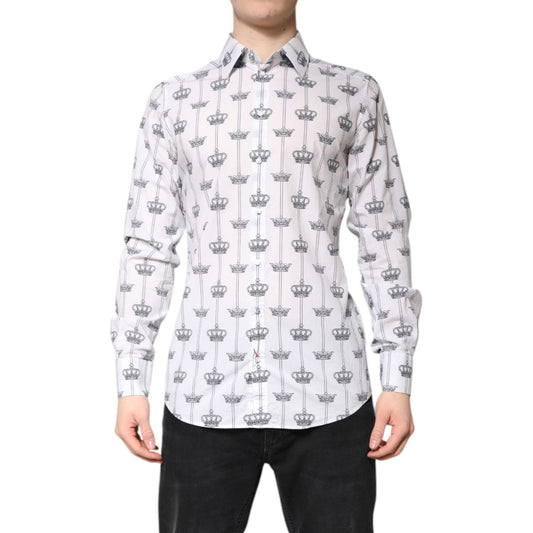 Dolce & Gabbana White GOLD Crown Cotton Dress Formal Shirt 1728,67345645728,Clothing,Dolce & Gabbana,Dress Shirts - Shirts - Clothing,IT43 | 2XL,Material: 100% Cotton,Men,New with tags,Shirts - Clothing,White