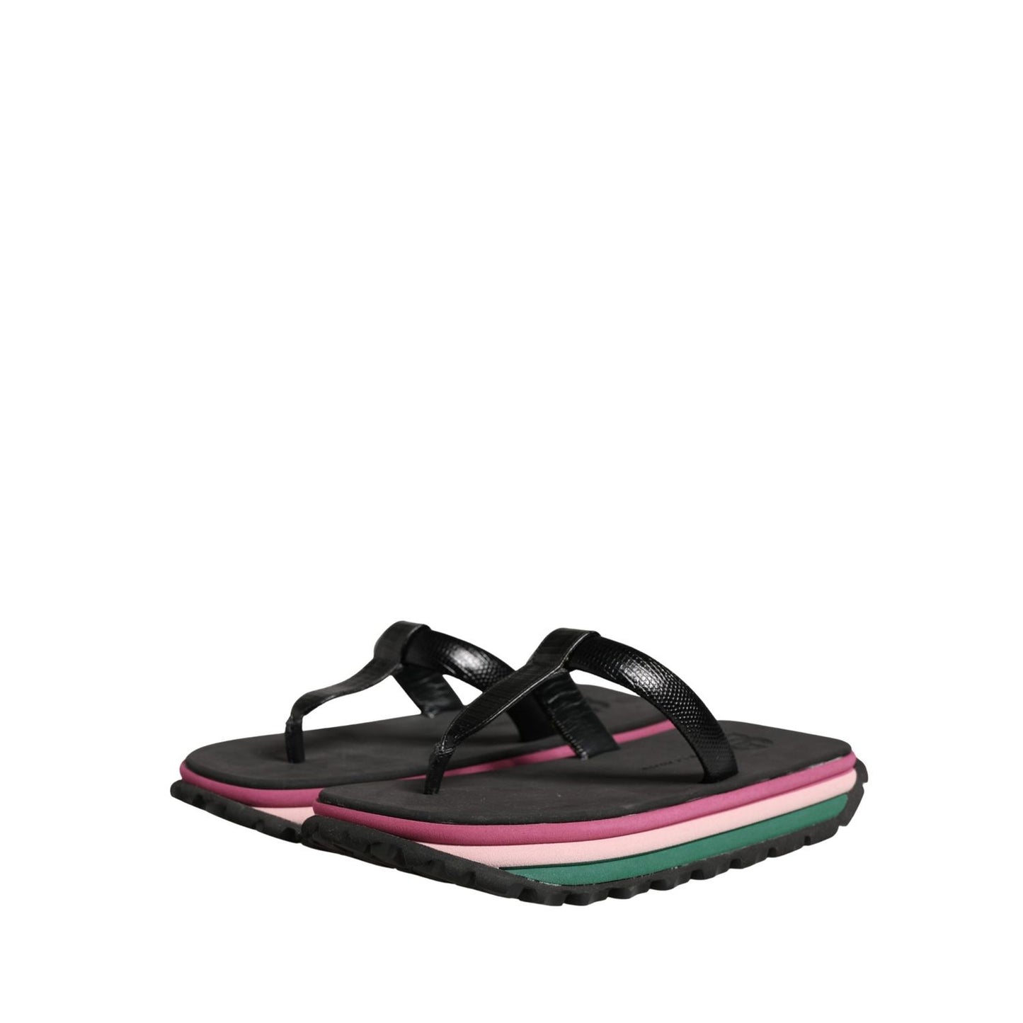 Dolce & Gabbana Multicolor Rubber Chunky Flip Flop Shoes