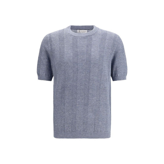 Brunello Cucinelli Blue Linen T-Shirt 1728,72470364320,Blue,Brunello Cucinelli,Clothing,IT46 | S,IT50 | L,IT52 | XL,IT54 | XXL,Men,New with tags,T-Shirts - Clothing