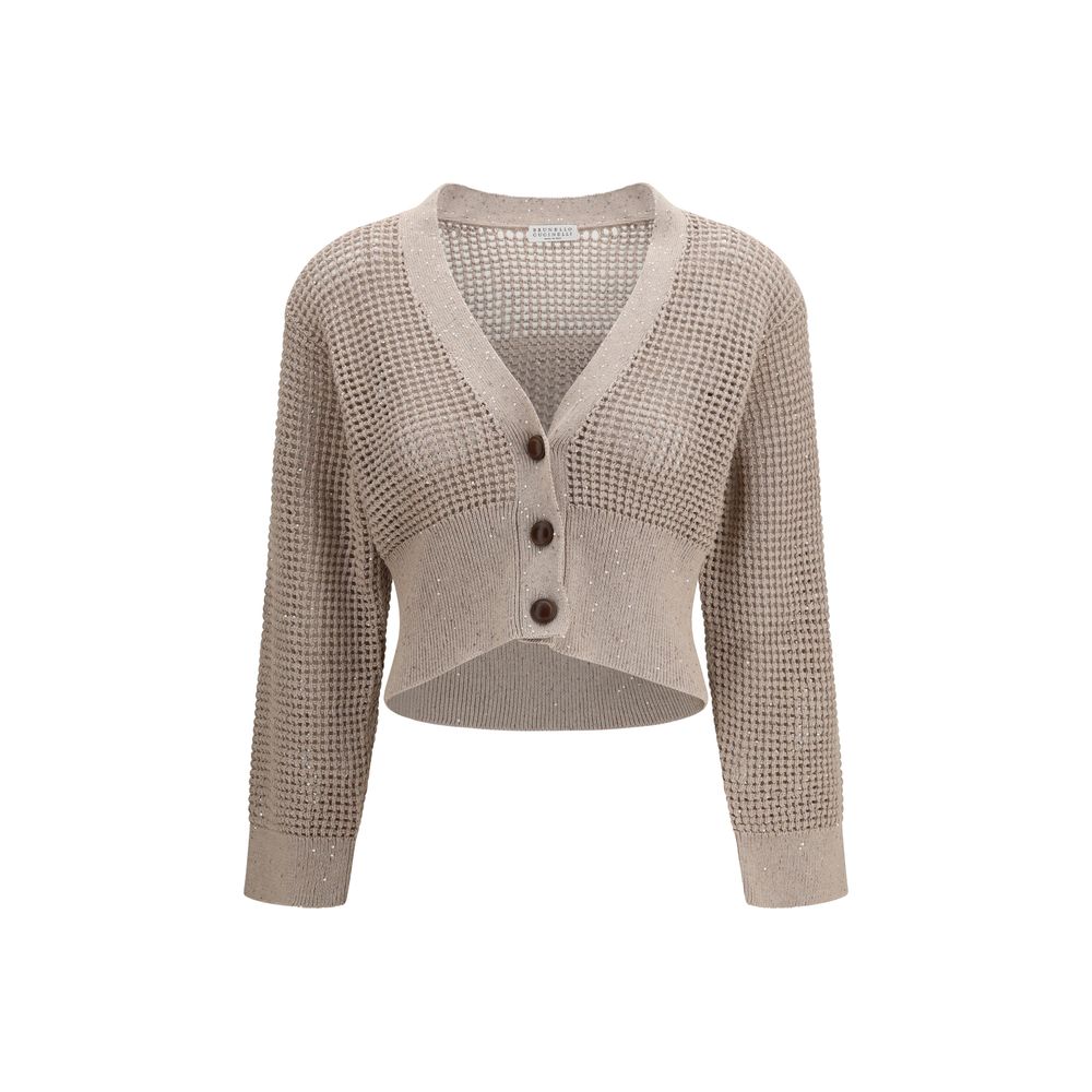 Brunello Cucinelli Beige Cotton Cardigan 1728,72470364320,Beige,Brunello Cucinelli,Cardigans - Sweaters - Clothing,Clothing,L,M,New with tags,Sweaters - Clothing,Women