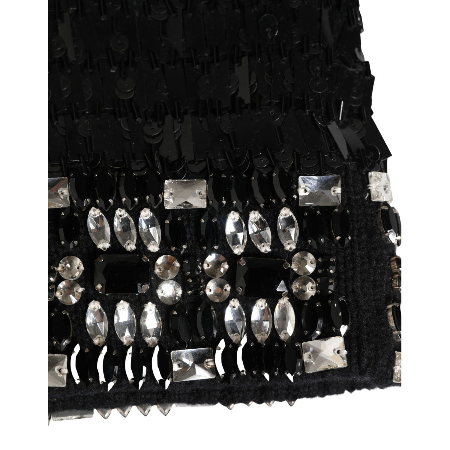 Dolce & Gabbana Black Wool Crystal Embellished Balaclava Hat
