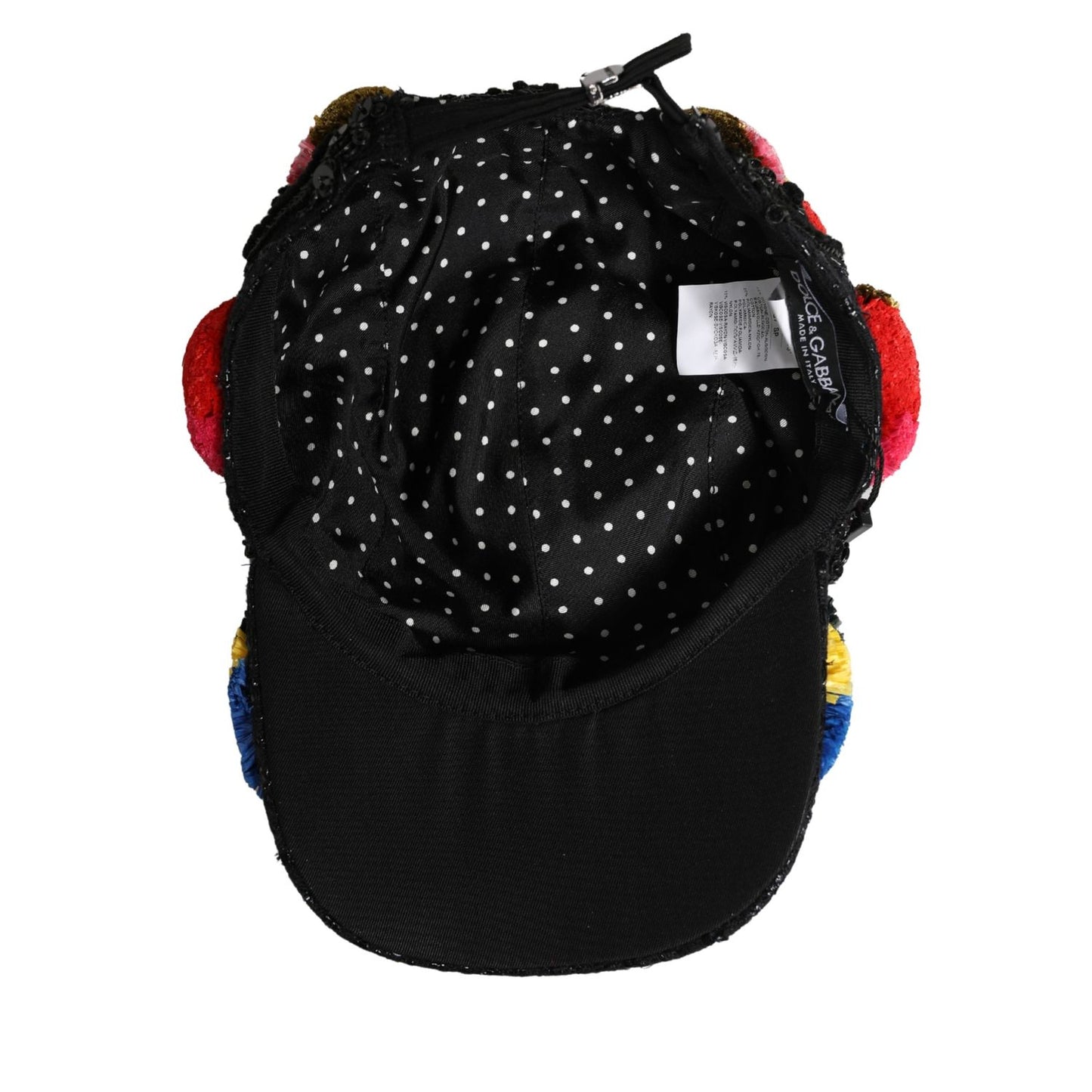 Dolce & Gabbana Multicolor Pom Poms Sequin Embellishment Hat