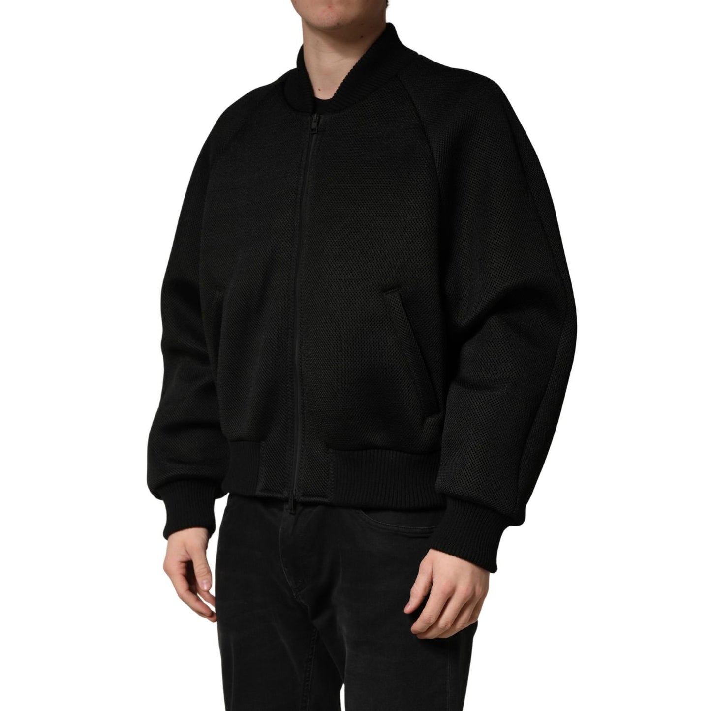 Dolce & Gabbana Men Black Nylon Full Zip Bomber Jacket