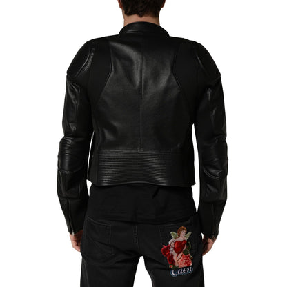 Dolce & Gabbana Black Nylon Full Zip Men Biker Coat Jacket