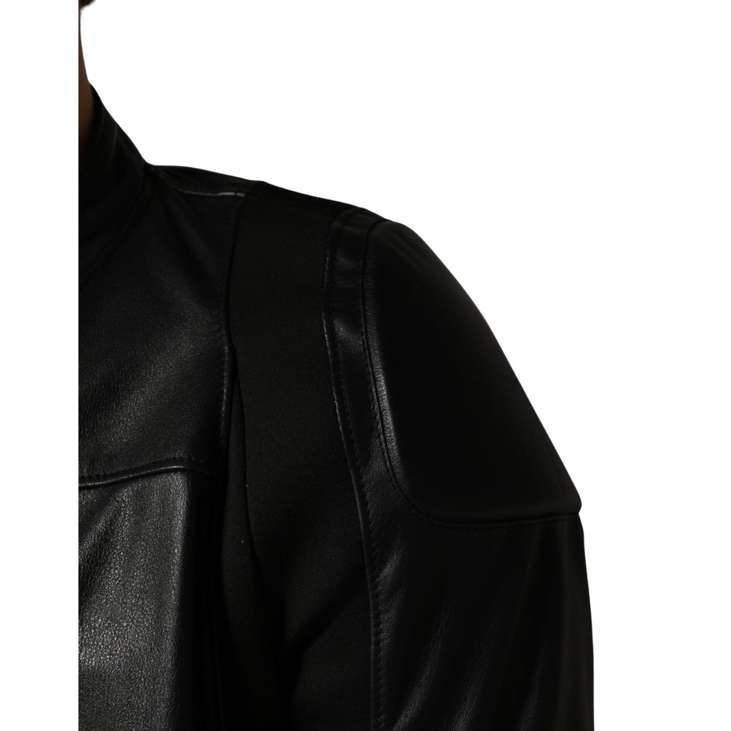 Dolce & Gabbana Black Nylon Full Zip Men Biker Coat Jacket