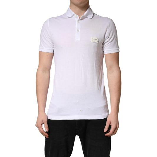 Dolce & Gabbana White Collared Short Sleeves Men Polo T-shirt