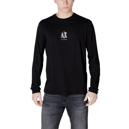 Armani Exchange Black Cotton Long Sleeve T-Shirt 1728,71956299936,Armani Exchange,Black,Clothing,IT42 | XS,Long Sleeve - T-Shirts - Clothing,Men,New with tags,T-Shirts - Clothing