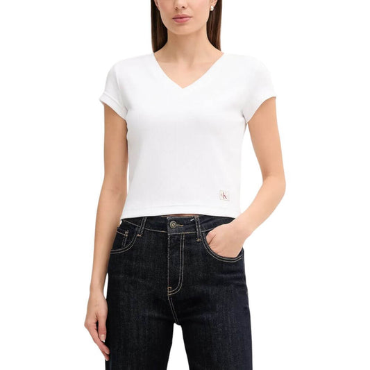 Calvin Klein Jeans White Cotton T-Shirt 1728,71956299936,Calvin Klein Jeans,Clothing,IT38|XS,IT40|S,IT42|M,IT44|L,New with tags,T-Shirts - Clothing,T-Shirts - T-Shirts - Clothing,White,Women