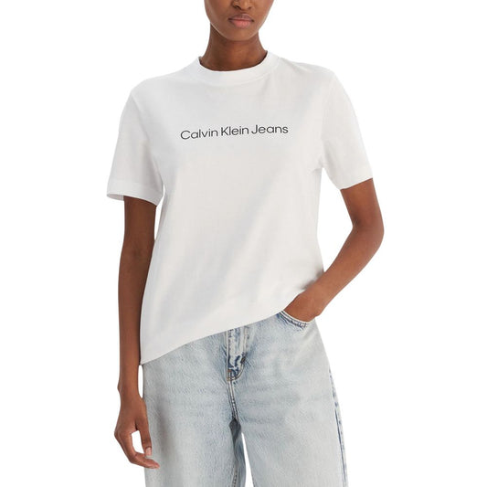 Calvin Klein Jeans White Cotton T-Shirt 1728,71956299936,Calvin Klein Jeans,Clothing,IT38|XS,IT40|S,IT42|M,IT44|L,New with tags,T-Shirts - Clothing,T-Shirts - T-Shirts - Clothing,White,Women,XL