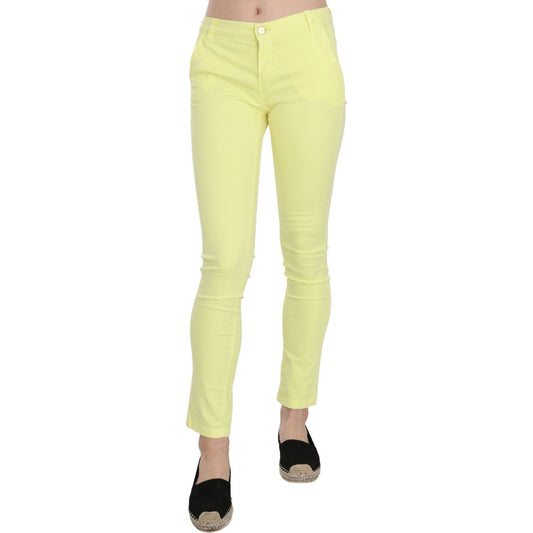 PINKO Yellow Cotton Stretch Low Waist Skinny Casual Trouser Pants PINKO