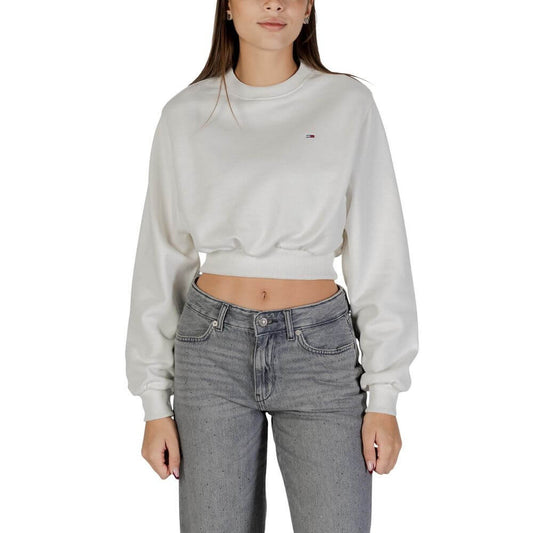 Tommy Hilfiger Jeans Cream Recycled Cotton Sweatshirt 1728,71956299936,Clothing,Cream,IT42|M,New with tags,Sportswear - Clothing,Sweatshirt - Sportswear - Clothing,Tommy Hilfiger Jeans,Women