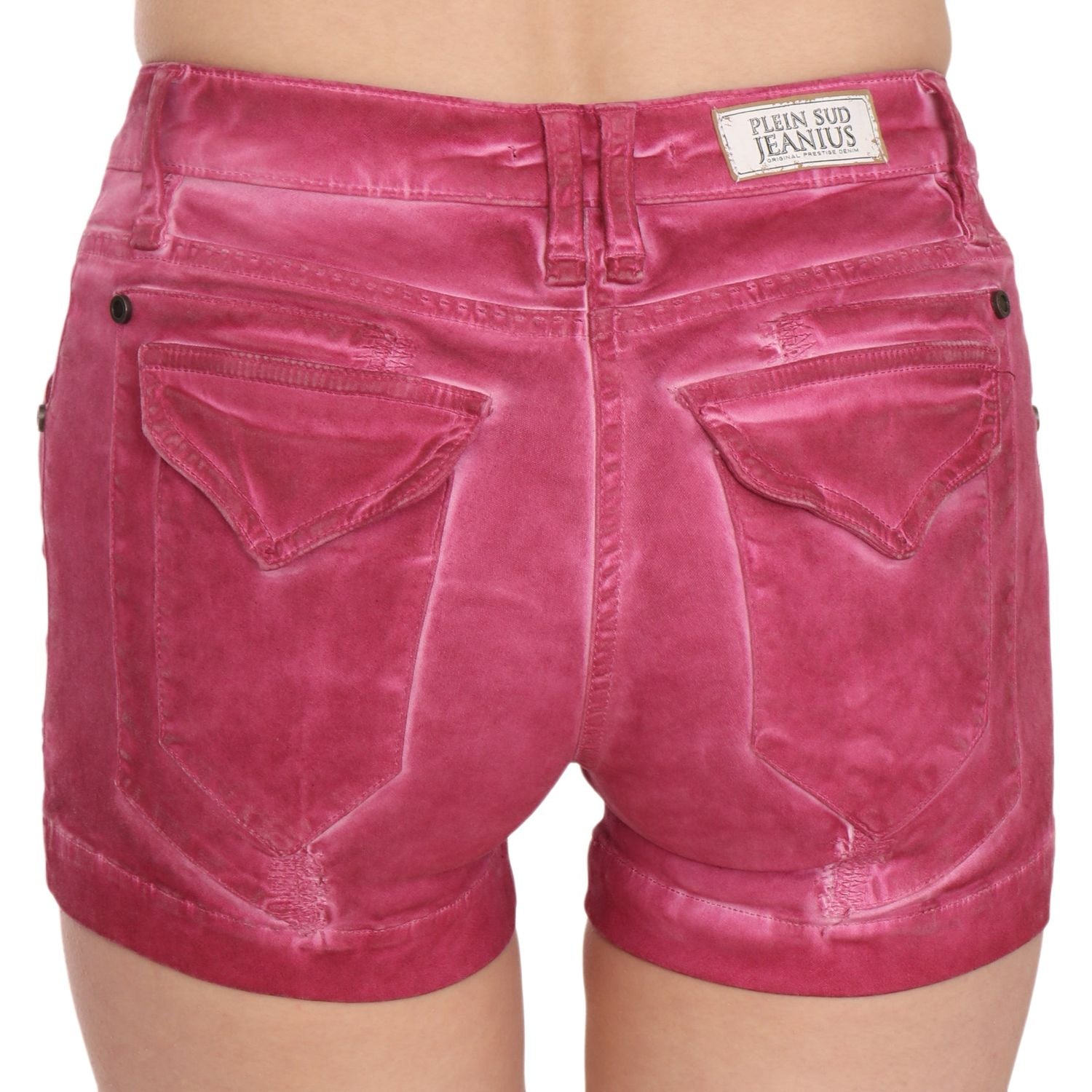 PLEIN SUD Pink Mid Waist Cotton Mini Denim Shorts