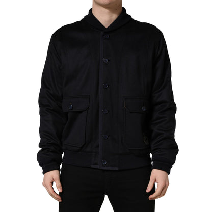 Dolce & Gabbana Black Cashmere Knitted Button Down Jacket