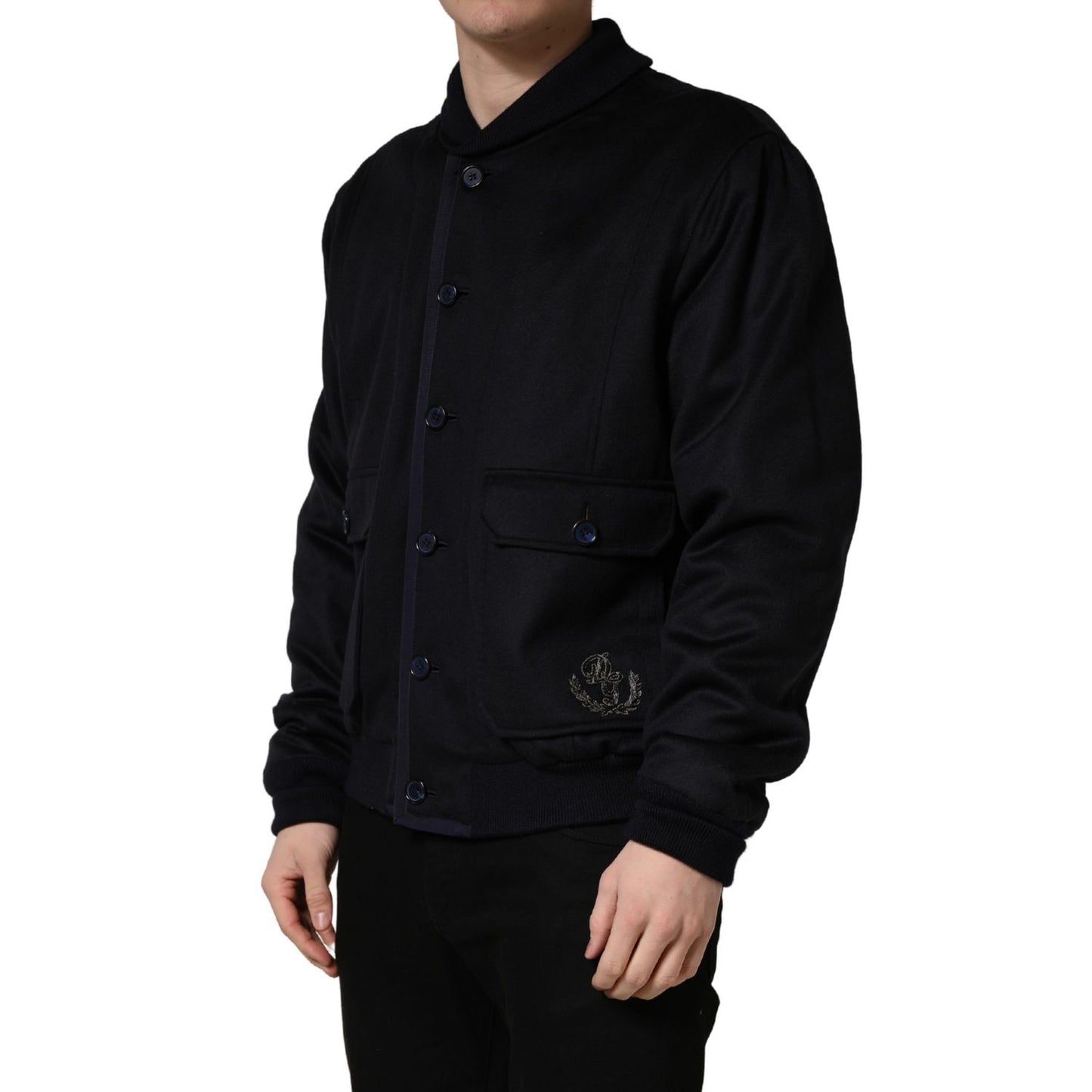 Dolce & Gabbana Black Cashmere Knitted Button Down Jacket