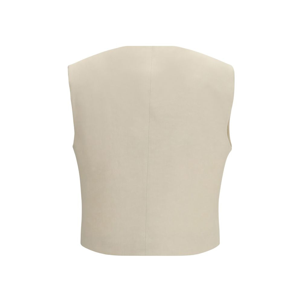 P.A.R.O.S.H. Beige Wool Sleeveless Jacket
