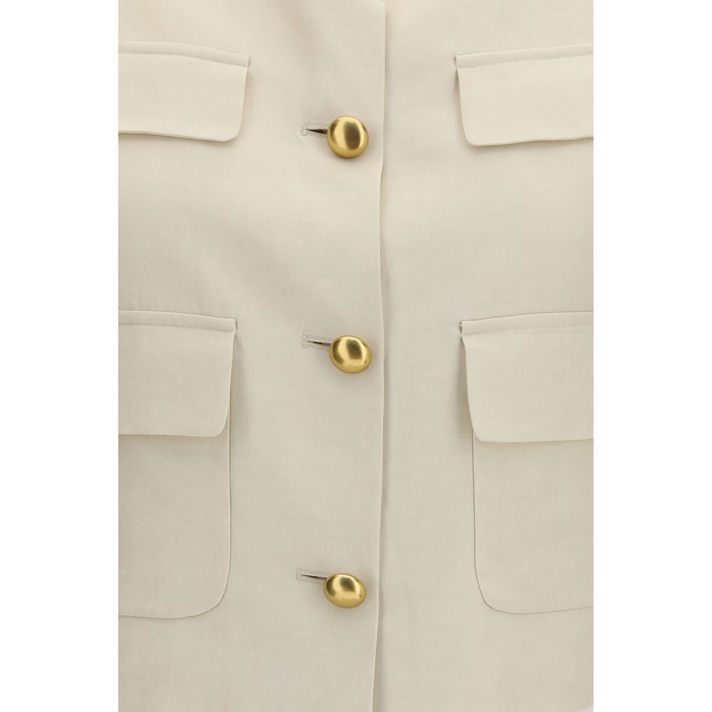 P.A.R.O.S.H. Beige Wool Sleeveless Jacket