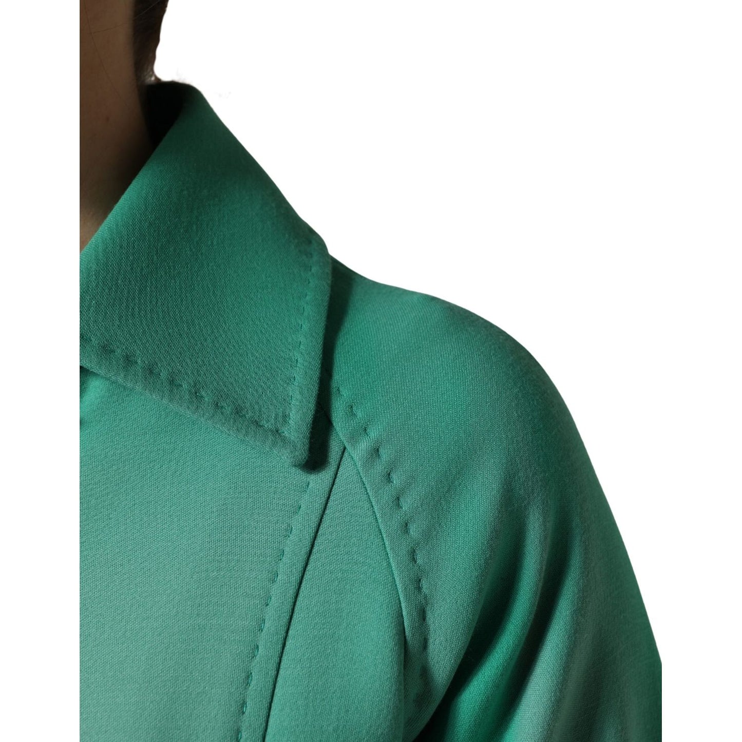 Dolce & Gabbana Green Buttoned Down Belt Trench Coat Jacket