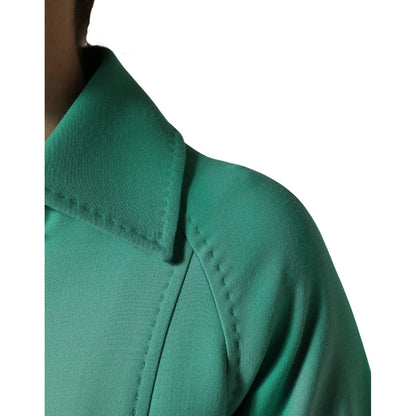 Dolce & Gabbana Green Buttoned Down Belt Trench Coat Jacket