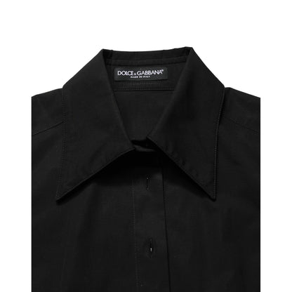 Dolce & Gabbana Black Cotton Sleeveless Collared Blouse Top